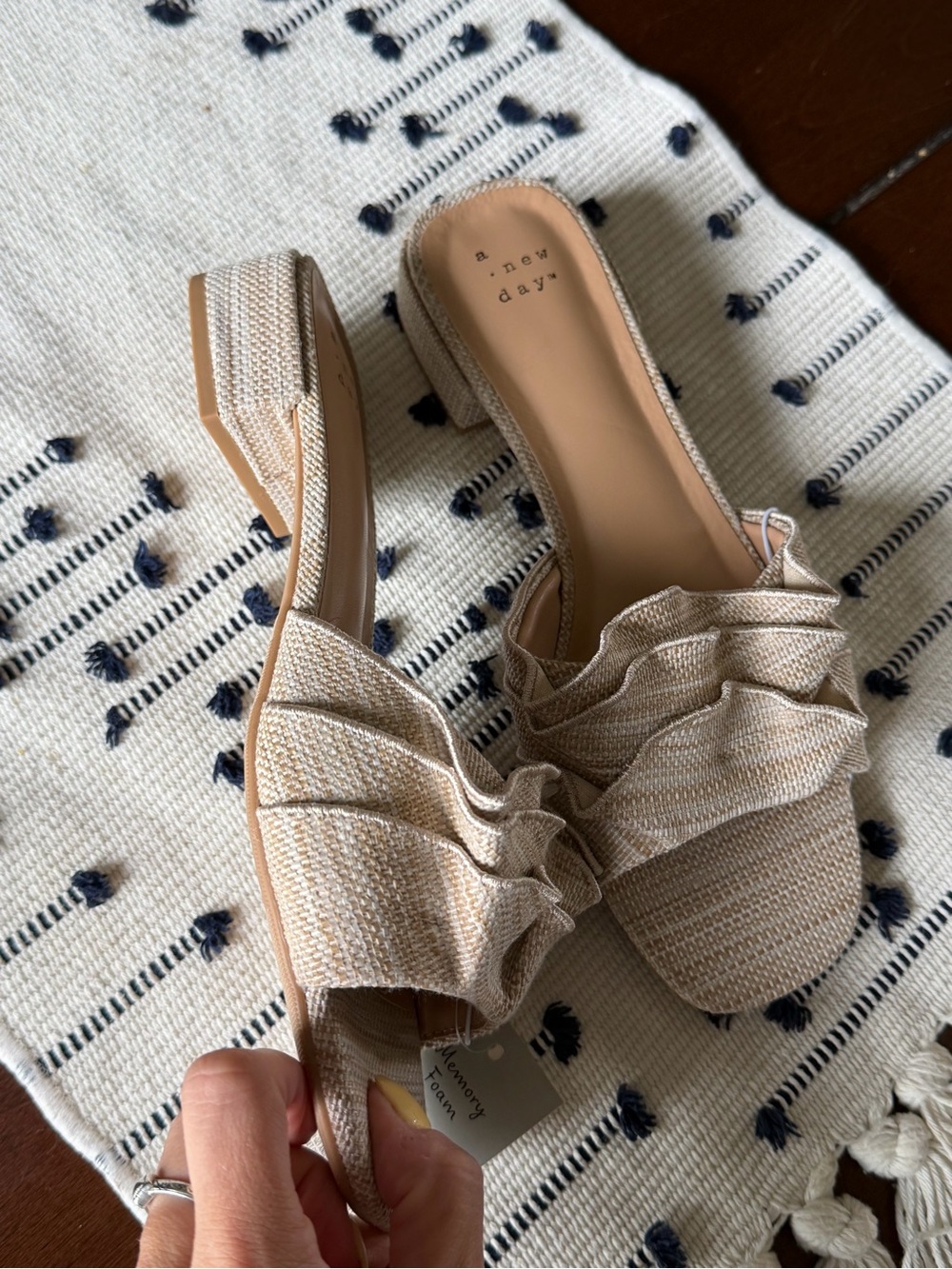 Beige Raffia Ruffle Sandals - Picture 3 of 3